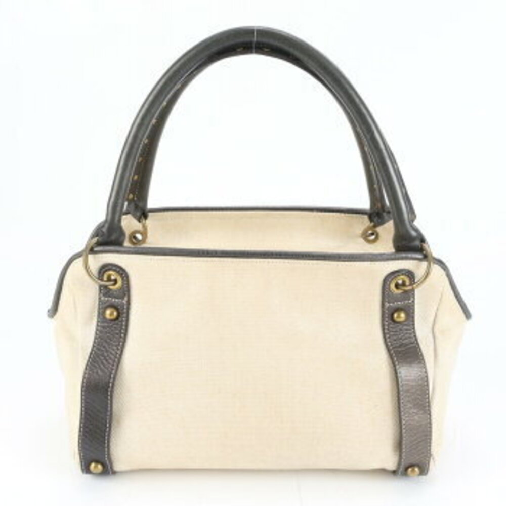 Burberry Leather Canvas Tote Bag Shoulder Handbag - Picture 3 of 9
